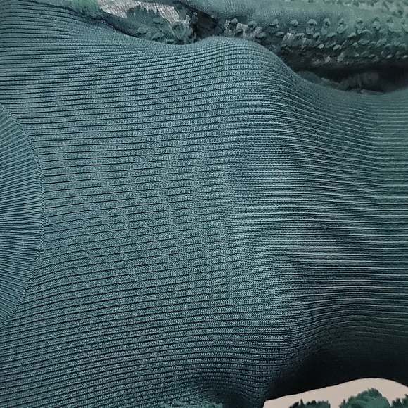 Green High Neck Ribbed Long Sleeve Sweater Fitted Stretchy  Midi Dress Small - Picture 9 of 9